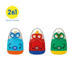 Точилка с ластиком пласт. контейнер 